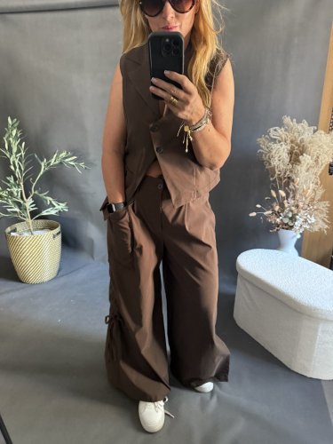 Nohavice so šnúrkou Sun hnedé