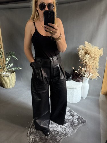 Kalhoty koženka Soka-černé