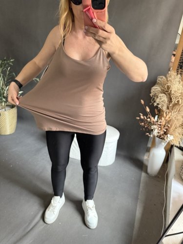 Tílko na postavu BIG špagetové ramínka na M-3XL-béžové