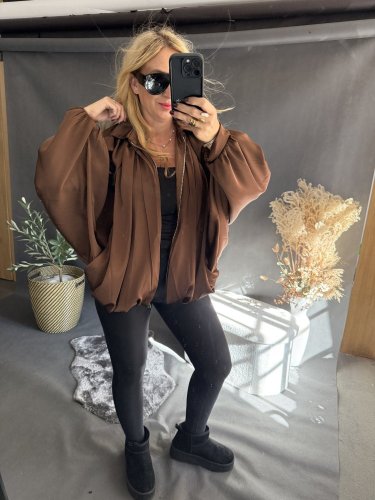 Bomber saténový hnědý