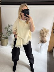 Tričko s čipkou-žltá