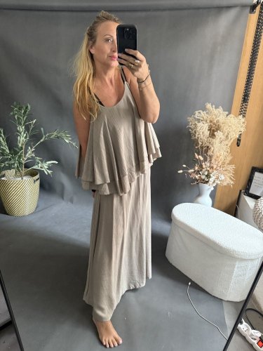 Set sukne a volániky-mocca