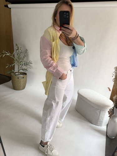 Džínsy New York--elastické, pohodlné-bílé