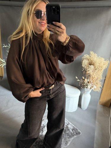 Halenka se stojáčkem-hnědá