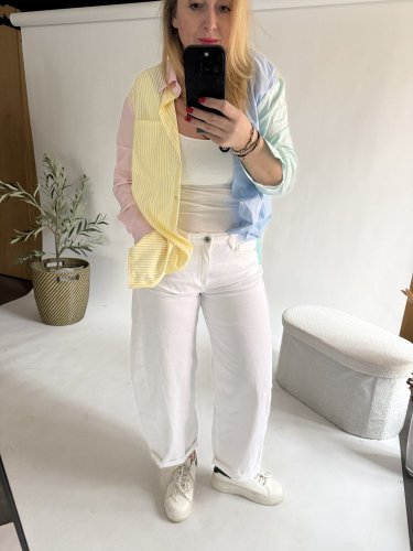 Džínsy New York--elastické, pohodlné-bílé