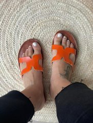 Sandálky Maroko kožené oranžové