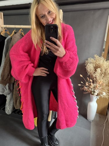 Oversize Cardigan Colours-růžový