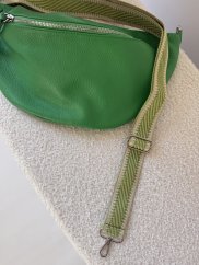 Popruh ku kabelke alebo ku Set Cupholder-strieborné kovanie-Pruh zelený
