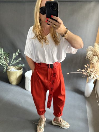 Nohavice s nižším sedom Blair-béžová postava 36-42čiervené