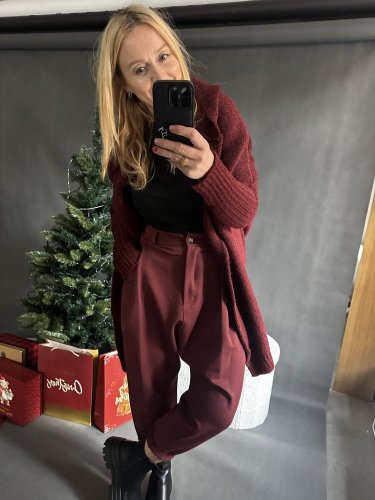 Nohavice s nižším sedom Blair-vínová -postavu 34-40