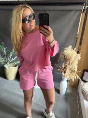 Crop mikina a šortky Gusto-pink