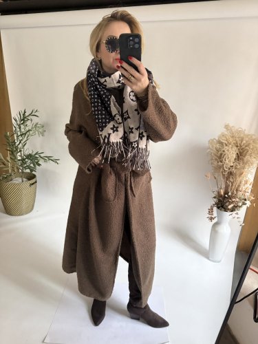 Kabát s opaskom Jane-hnedý