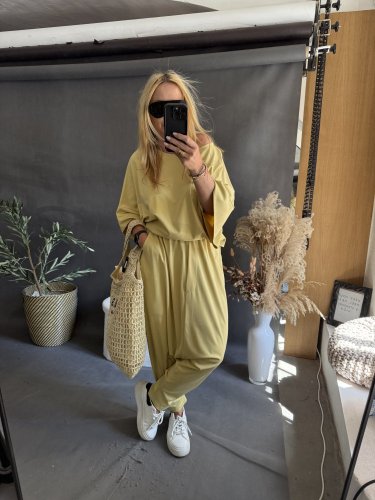 Kalhoty nasrávací Tencil-žlutá