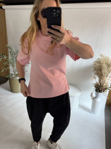 Tričko s vypchávkami Star -neoprén nekrčivý-losos