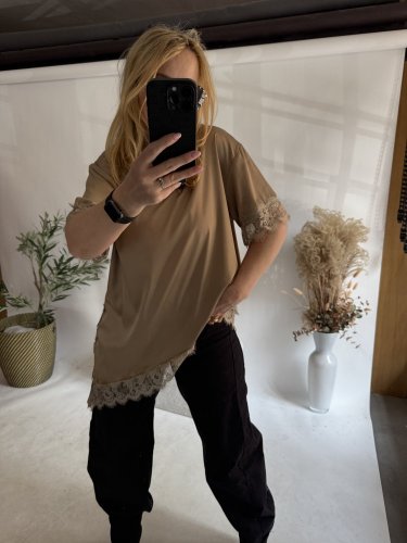 Tričko s čipkou-gold