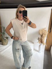 Tricko Basic s vypchávky-beige