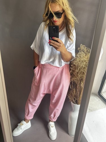 Tepláky nasrávacie Mega-růžové