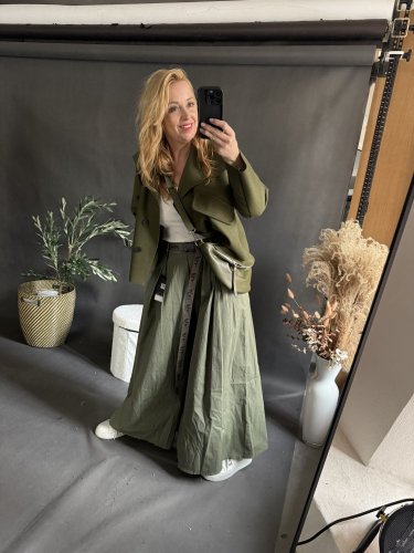 Kalhoty Pantagonna ve stylu sukně -khaki