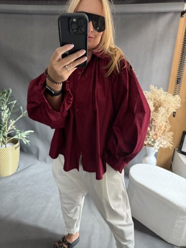 Košile oversize rukáv-vínová