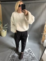 Sveter Mochy s vypchávkami na ramenách-krém