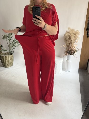 Set Pamy-dlhé tričko-čiervený