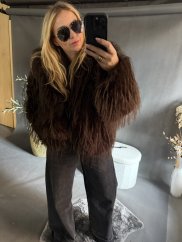 Kabátik Moda s kapucňou hnedý