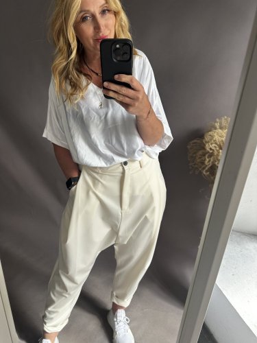 Nohavice s nižším sedom Blair-krémové postava 36-42