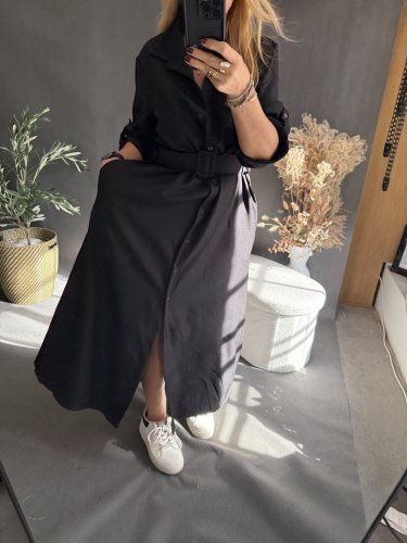 Šaty košilové dlouhé černé