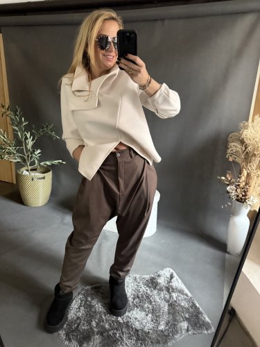 Nohavice Blair bavlnené- hnědé