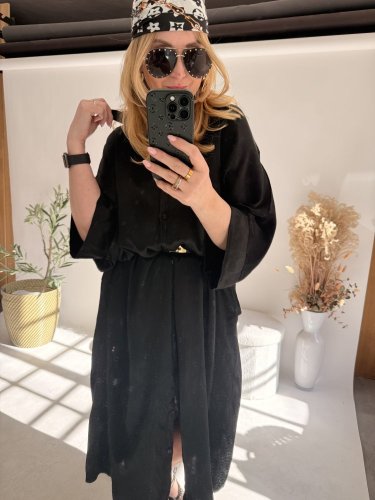 Košeľové šaty viskoza-čierné