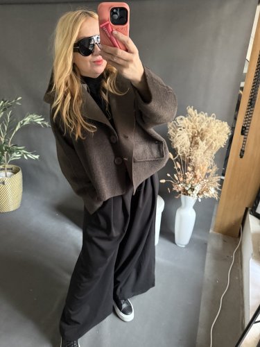 Kabátek Crop Miss zateplený-mocca