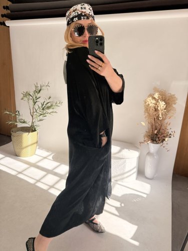 Košeľové šaty viskoza-čierné