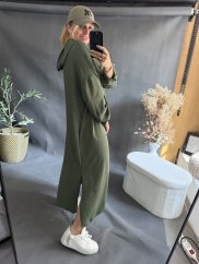 Košeľové šaty s kapucňou brandy-bavlnené-khaki