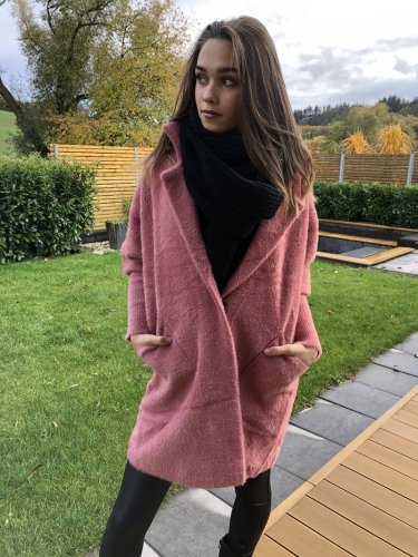 Kabát Elen dlhý - barva: Neon růžová
