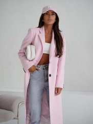 Kabát Jarní ve stylu dlouhého saka-světle růžový