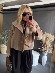 Kabátek Crop Miss zateplený-beige