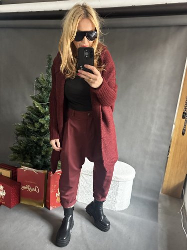 Nohavice s nižším sedom Blair-vínová -postavu 34-40