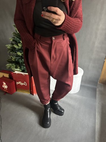 Nohavice s nižším sedom Blair-vínová -postavu 34-40