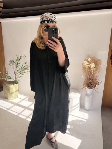 Košeľové šaty viskoza-čierné