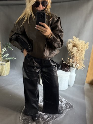 Kalhoty koženka Soka-černé