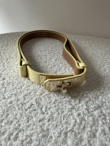 Pásek kožený posuvný se zlatou sponou-žlutý