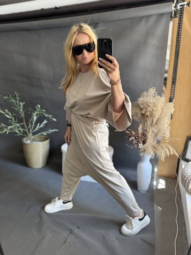 Kalhoty nasrávací Tencil-béžová