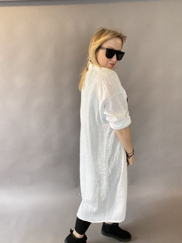 Ľanové šaty Leoni -biele