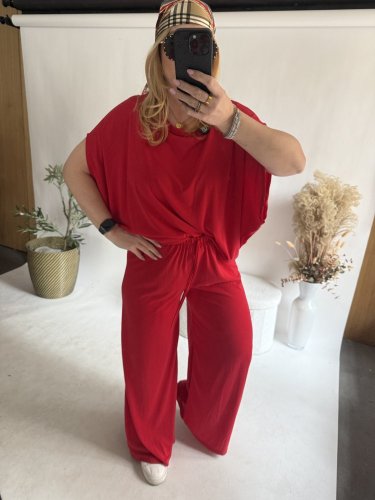 Set Pamy-dlhé tričko-čiervený