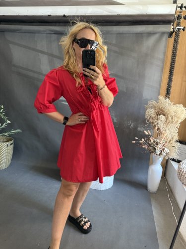 Šaty Dieci se šněrováním na prsou-červené