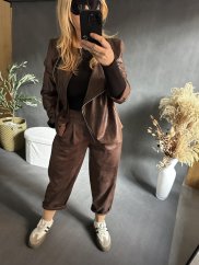 Kalhoty SUN v leather/semiš optice-hnědé