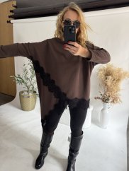 Mikina Lace asymetrická-hnedá