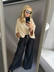 Oversize Blúzka/Tunika Kimono-tmavo béžová