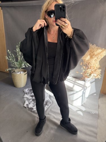 Bomber saténový čierný