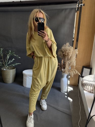 Kalhoty nasrávací Tencil-žlutá